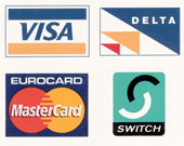 Most Credit Card are accepted and all purchases are carried out in a Secure Server.